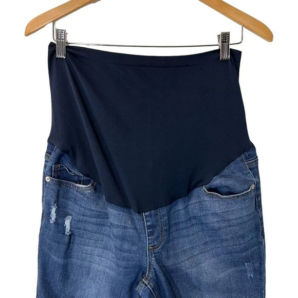 Time and Tru Maternity Jeans Size Medium 8/10 Distressed Skinny Cropped Denim - Picture 3 of 7